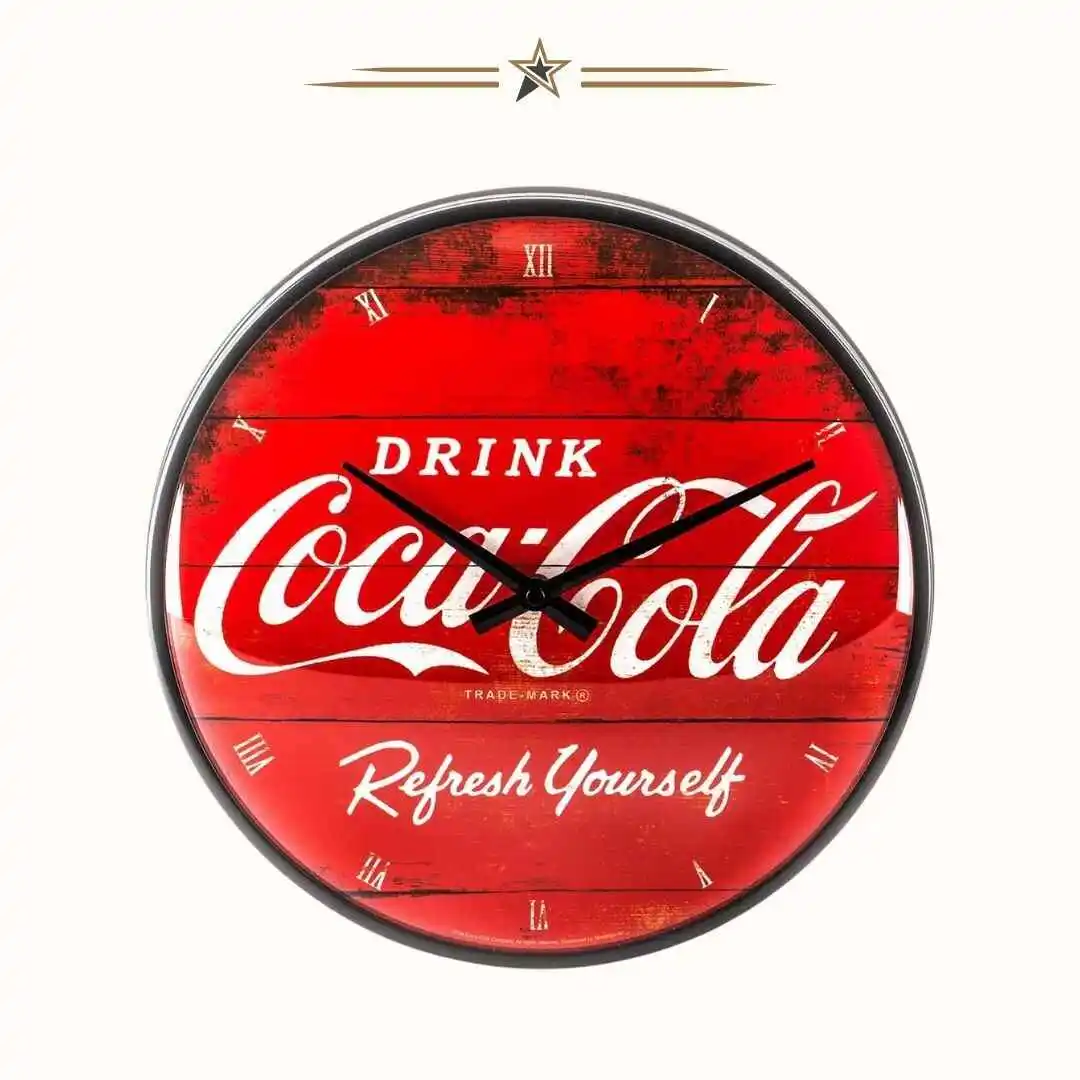 nostalgic art retro coca cola sieninis laikrodis